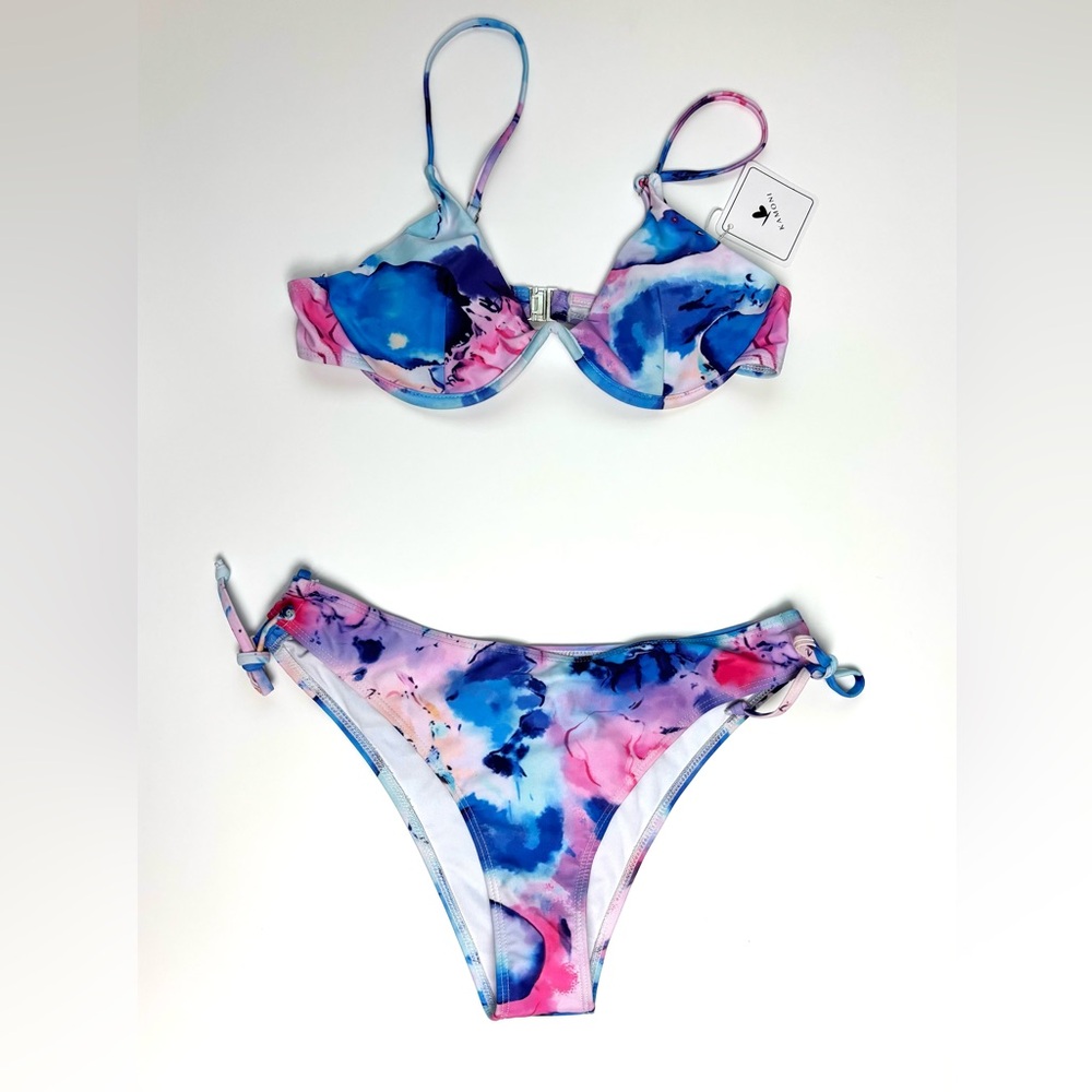 NWT Kamoni Colorful Tie-Dye Bikini Set, Sz Med (8-10)